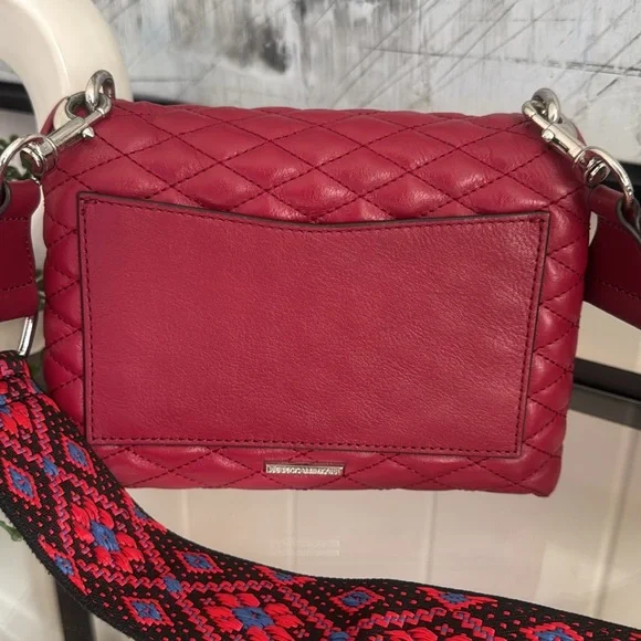 REBECCA MINKOFF Quilted Red Leather Crossbody Bag Classic Designer Purse - Picture 2 of 8